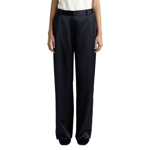 Cue Dark Ink Matte Satin Viscose Wide Leg Pant